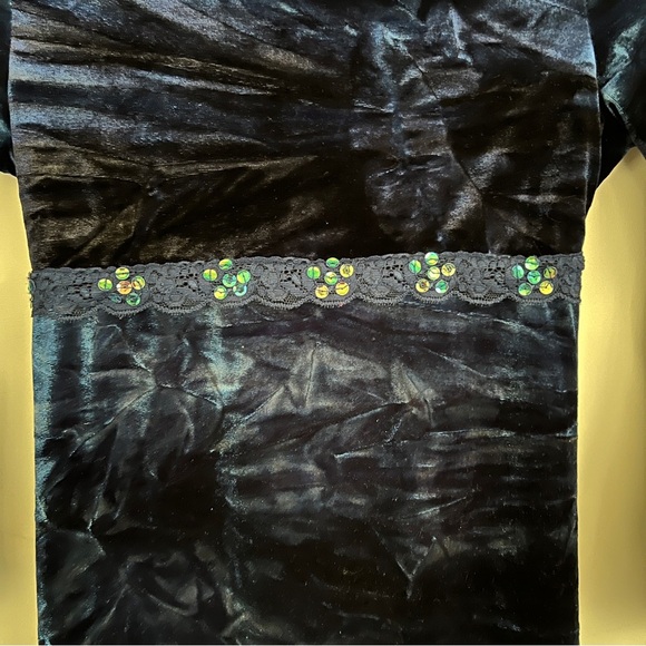 My Michelle Y2K Velvet Maxi Dress Bell Sleeve Goth Fairy Navy Blue-Girls Size 14 - Picture 5 of 7